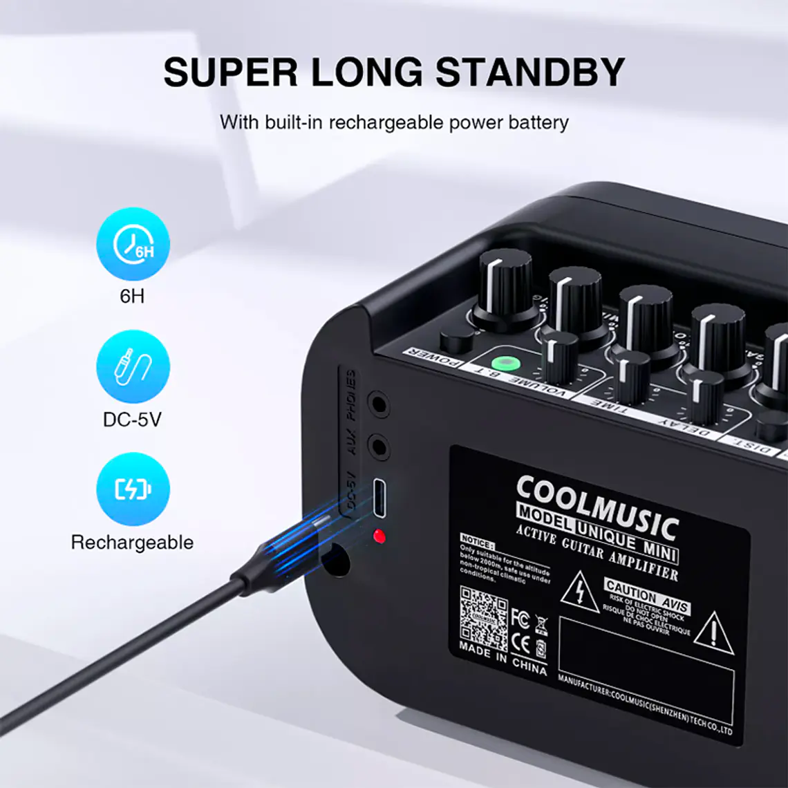 Coolmusic Unique Mini 10W Blue - Amplificador Guitarra 7