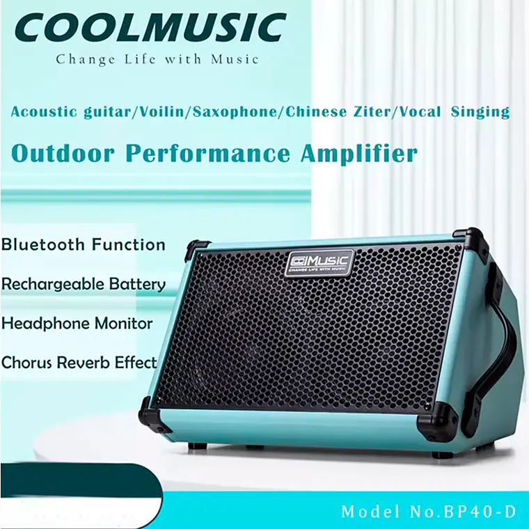 Coolmusic BP-40D Blue 80W Amplificador Recargable Multi Instrumento 5
