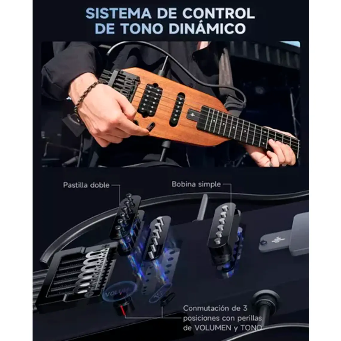 Guitarra Donner HeadLess Hush X - Natural 5