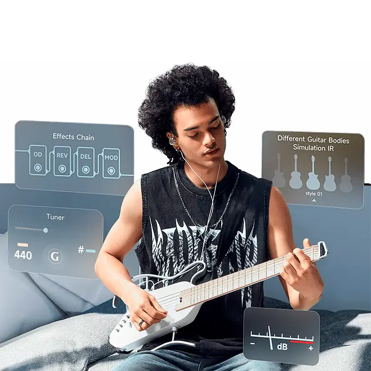 Guitarra Donner HeadLess Hush I PRO - White 7
