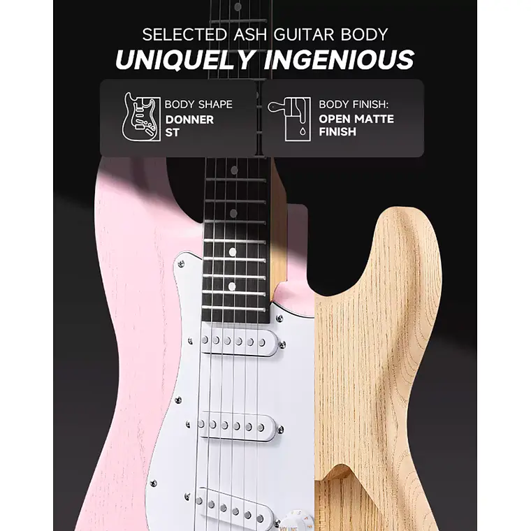 Set Guitarra Donner DST-80 Shell Pink 3
