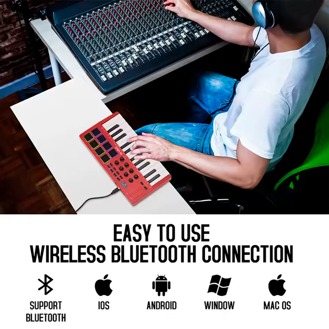 M-Vave SMK25 - Controlador MIDI Bluetooth Rojo 3