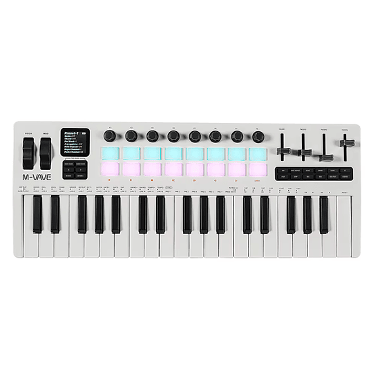 M-Vave SMK37 PRO - Controlador MIDI Bluetooth Sintetizador Blanco