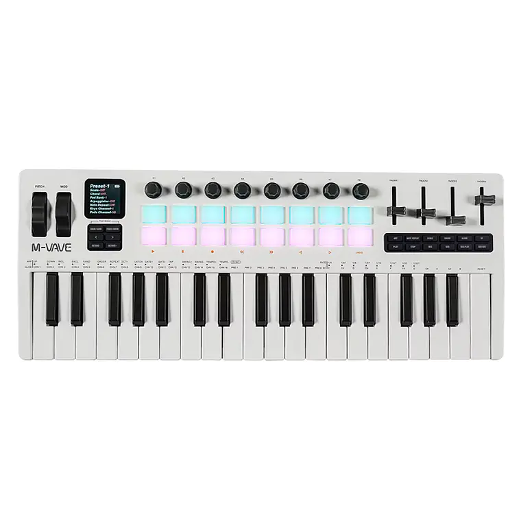 M-Vave SMK37 PRO - Controlador MIDI Bluetooth Sintetizador Blanco 1