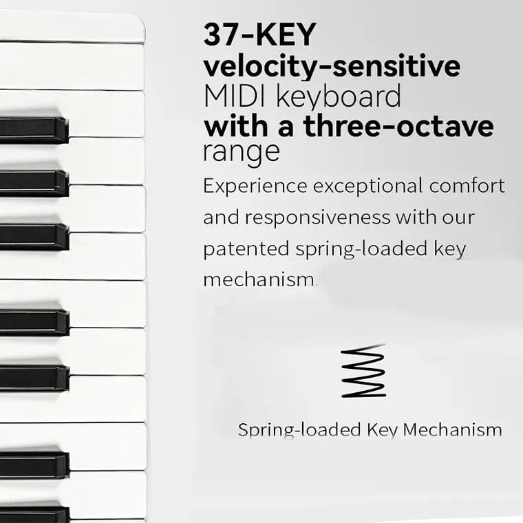 M-Vave SMK37 PRO - Controlador MIDI Bluetooth Sintetizador Blanco 6