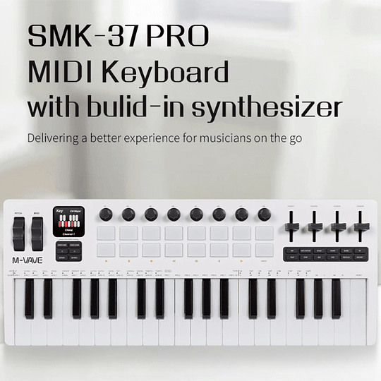 M-Vave SMK37 PRO - Controlador MIDI Bluetooth Sintetizador Negro