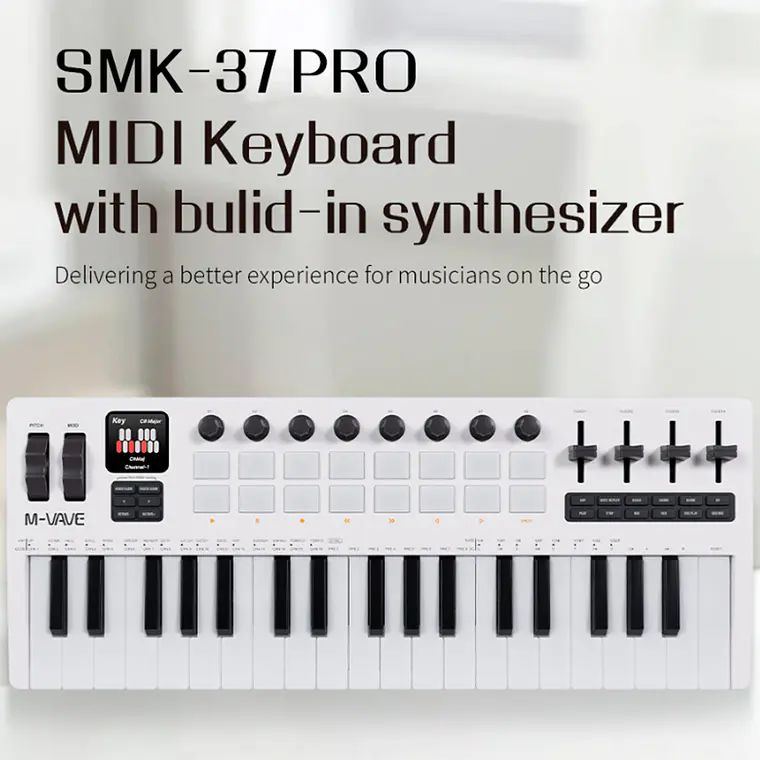 M-Vave SMK37 PRO - Controlador MIDI Bluetooth Sintetizador Negro 4