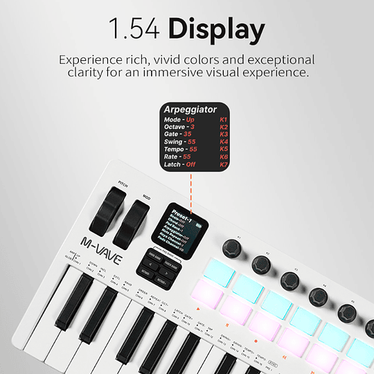 M-Vave SMK37 PRO - Controlador MIDI Bluetooth Sintetizador Negro