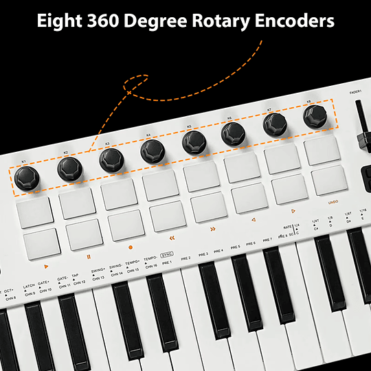 M-Vave SMK37 PRO - Controlador MIDI Bluetooth Sintetizador Negro