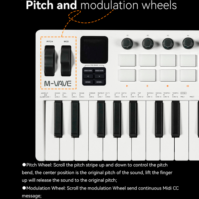 DTM・DAW M-VAVE SMK-37 Pro M-Vave SMK37 PRO - Controlador MIDI Bluetooth Sintetizador