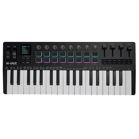 M-Vave SMK37 PRO - Controlador MIDI Bluetooth Sintetizador Negro