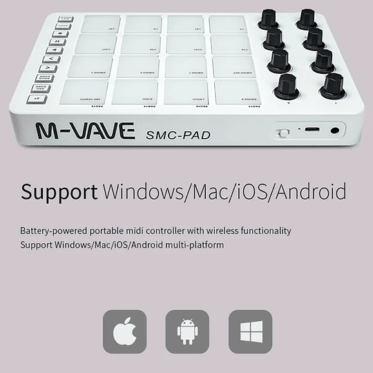 M-Vave SMC PAD - Controlador MIDI Bluetooth Negro