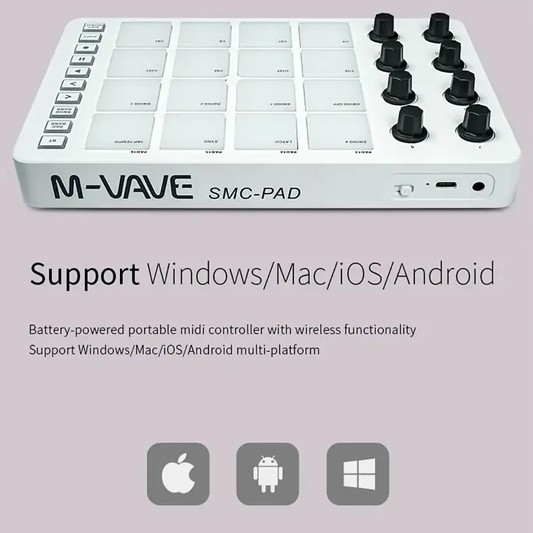 M-Vave SMC PAD - Controlador MIDI Bluetooth Negro 4