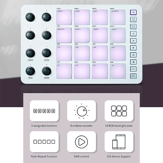 M-Vave SMC PAD - Controlador MIDI Bluetooth Negro