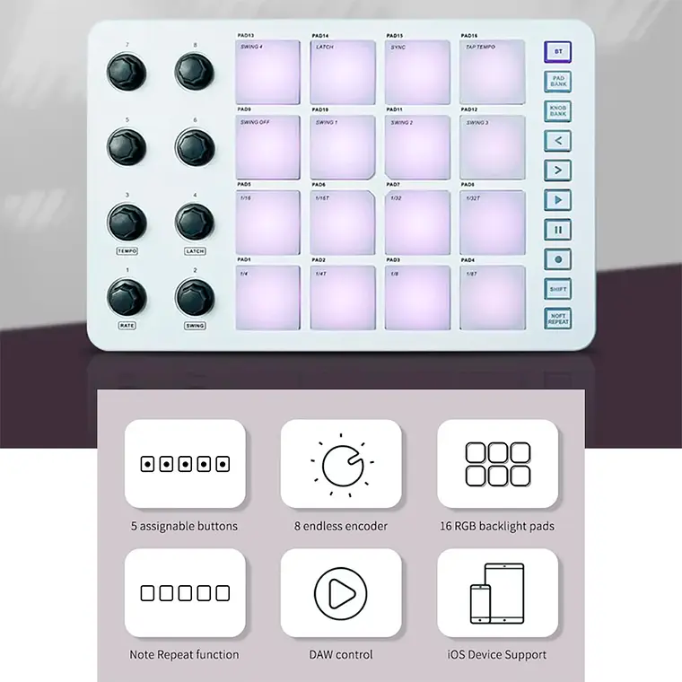 M-Vave SMC PAD - Controlador MIDI Bluetooth Negro 3