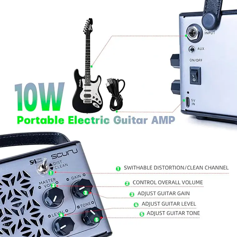 Caline Scuru S4 10W Portátil - Amplificador Guitarra Gris 5
