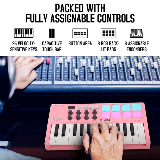 M-Vave SMK25 - Controlador MIDI Bluetooth Rosa