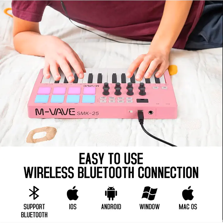 M-Vave SMK25 - Controlador MIDI Bluetooth Rosa 4