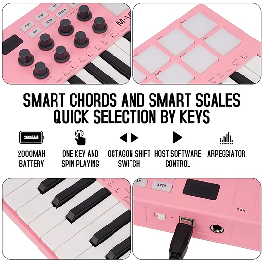 M-Vave SMK25 - Controlador MIDI Bluetooth Rosa