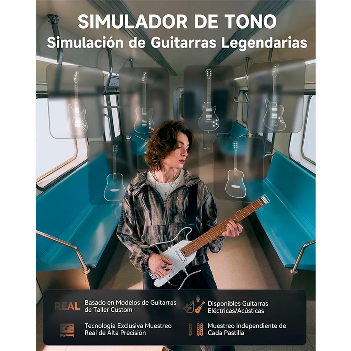 Guitarra Donner HeadLess Hush X PRO - White 5