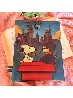 Funda Para Libro (Con Boton) - Harry Potter Y Snoopy