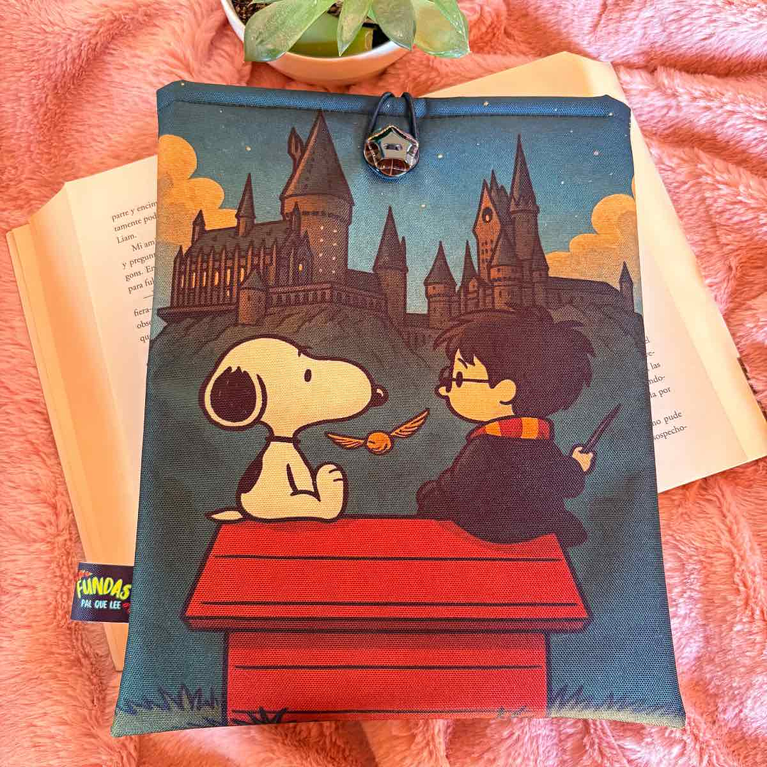 Funda Para Libro (Con Boton) - Harry Potter Y Snoopy 1