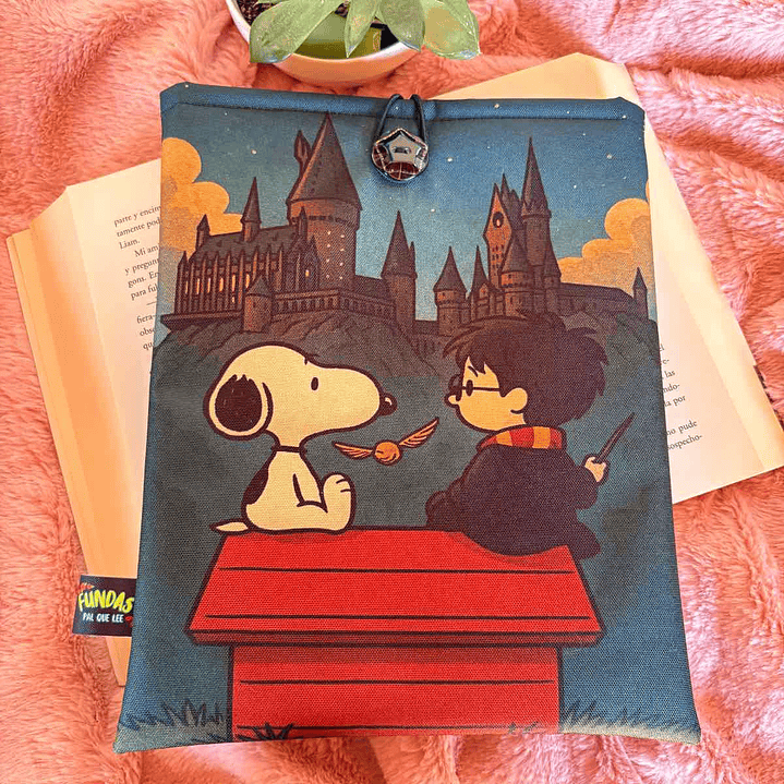 Funda Para Libro (Con Boton) - Harry Potter Y Snoopy 1
