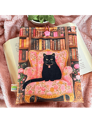 Funda Para Libro (Con Boton) - Gatito Negro Realeza