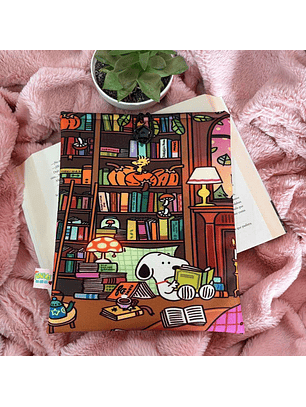 Funda Para Libro (Con Boton) - Snoopy Lector