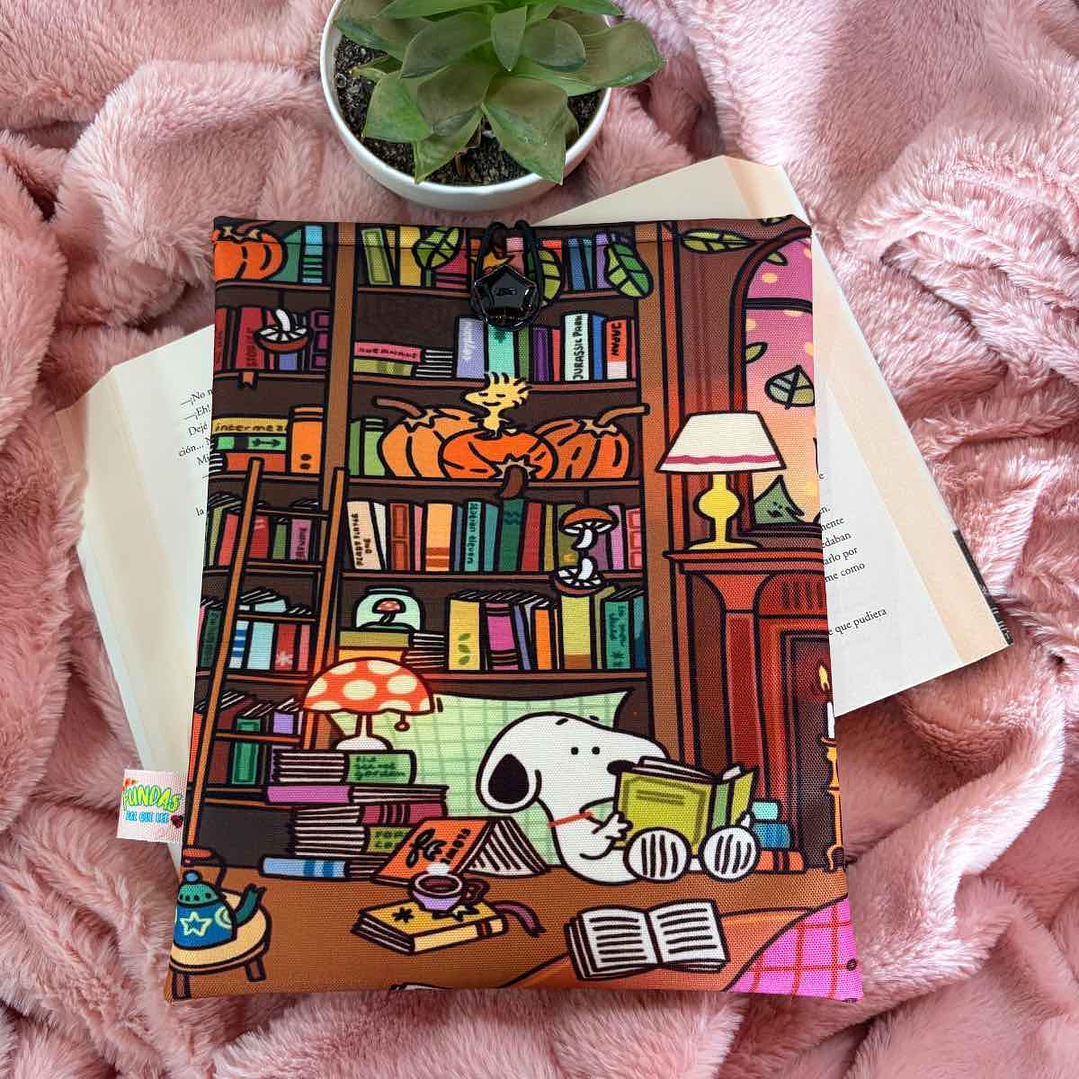 Funda Para Libro (Con Boton) - Snoopy Lector 1