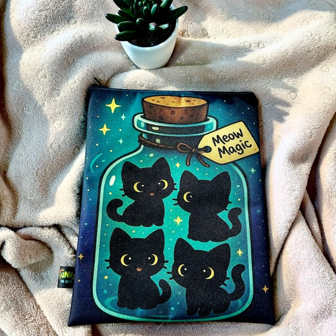 Funda Para Libro (Con Cierre) - Gatitos Magicos 1
