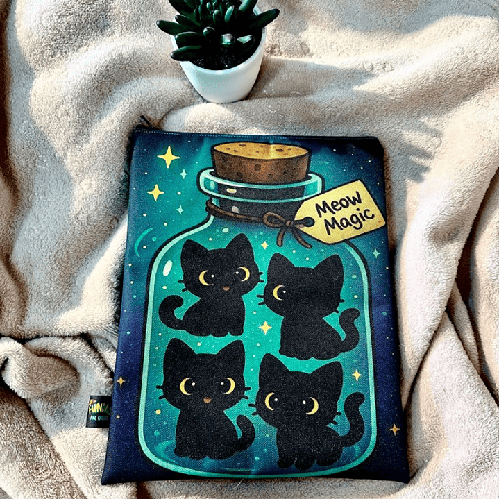 Funda Para Libro (Con Cierre) - Gatitos Magicos 1