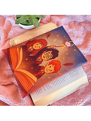 Funda Para Libro (Con Boton) - Harry Potter, Hermione Y Ron