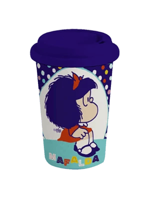 Vaso Ecológico De Bambú 350 Ml – Mafalda Azul Puntitos