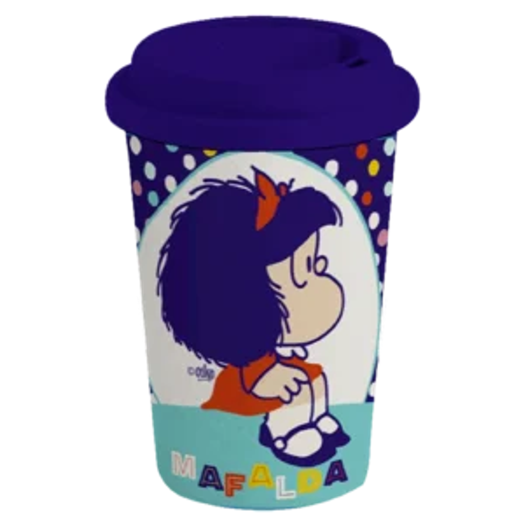 Vaso Ecológico De Bambú 350 Ml – Mafalda Azul Puntitos 1