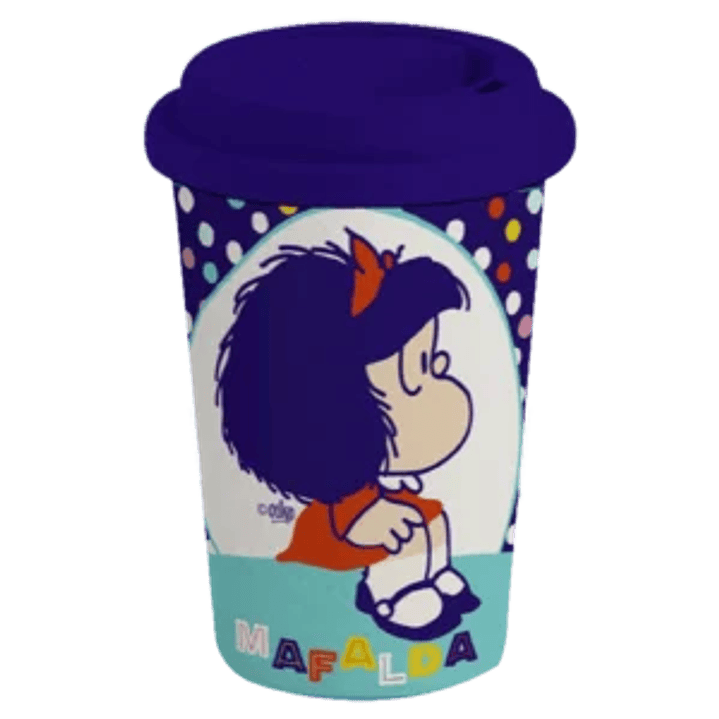Vaso Ecológico De Bambú 350 Ml – Mafalda Azul Puntitos 1
