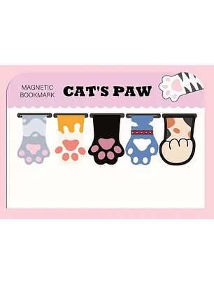 Marcapagina Magnetico - Patitas De Gato (Set 5 Unidades)