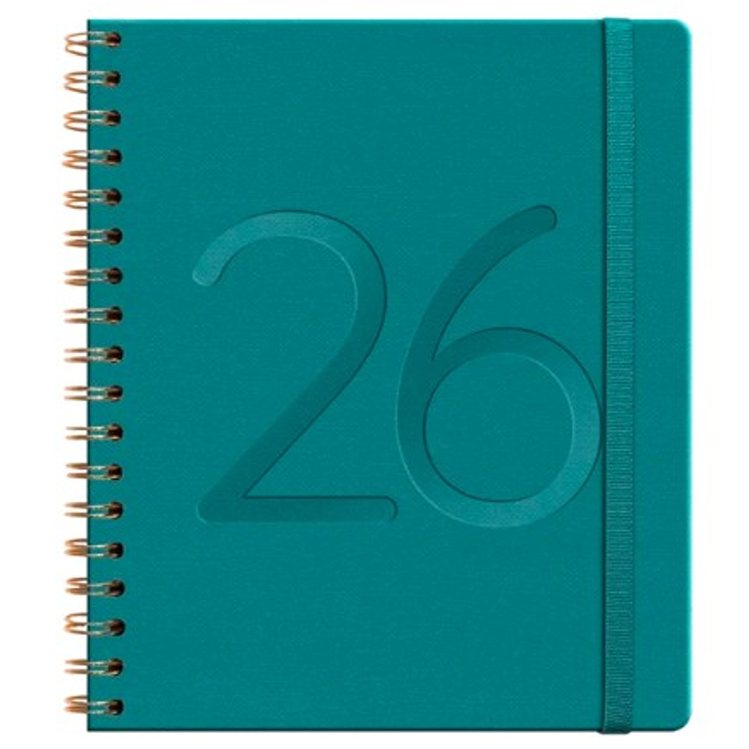 Agenda Ecocuero Turquesa Diaria 2026 – Espiral (17×20) 1