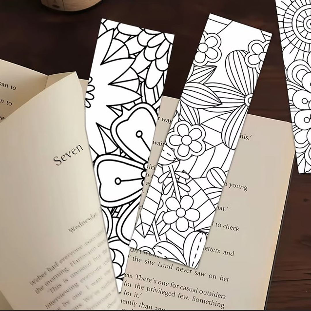 Marcapagina De Carton - Flores Para Pintar 1