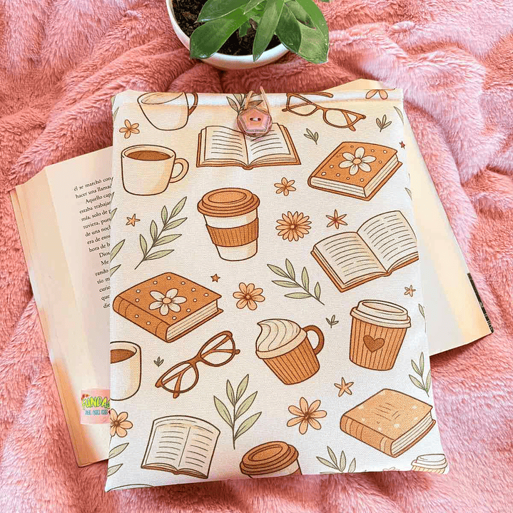 Funda Para Libro (Con Boton) -  Coffee And Books 1