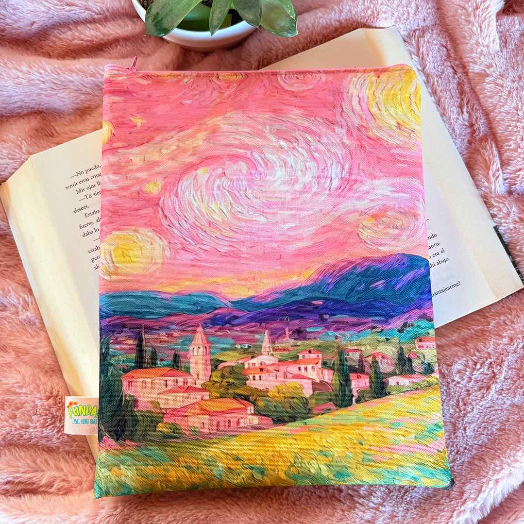 Funda Para Libro (Con Cierre) - Tarde Rosa 1