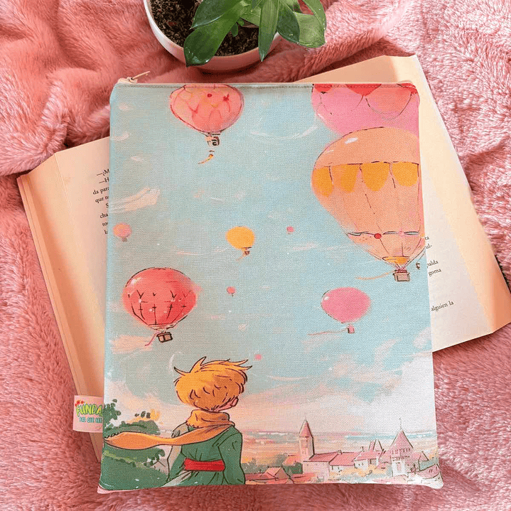 Funda Para Libro (Con Cierre) - El Principito Globos Aerostaticos 1