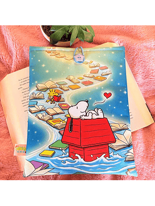 Funda Para Libro (Con Boton) - Snoopy Mar De Libros