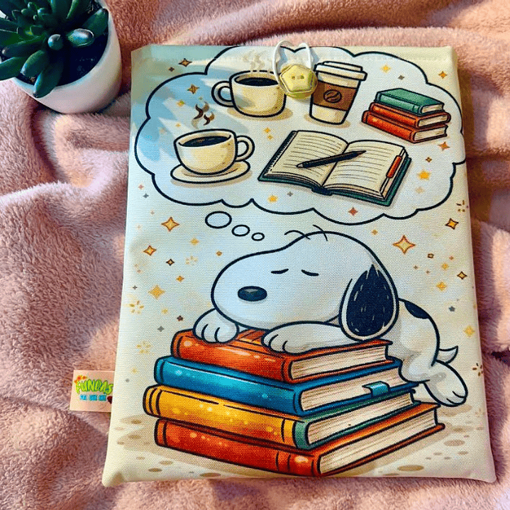 Funda Para Libro (Con Boton) - Snoopy Soñando  1