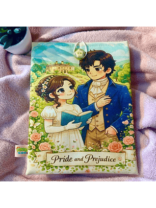 Funda Para Libro (Con Boton) - Orgullo Y Prejuicio Animado