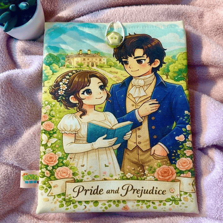 Funda Para Libro (Con Boton) - Orgullo Y Prejuicio Animado 1