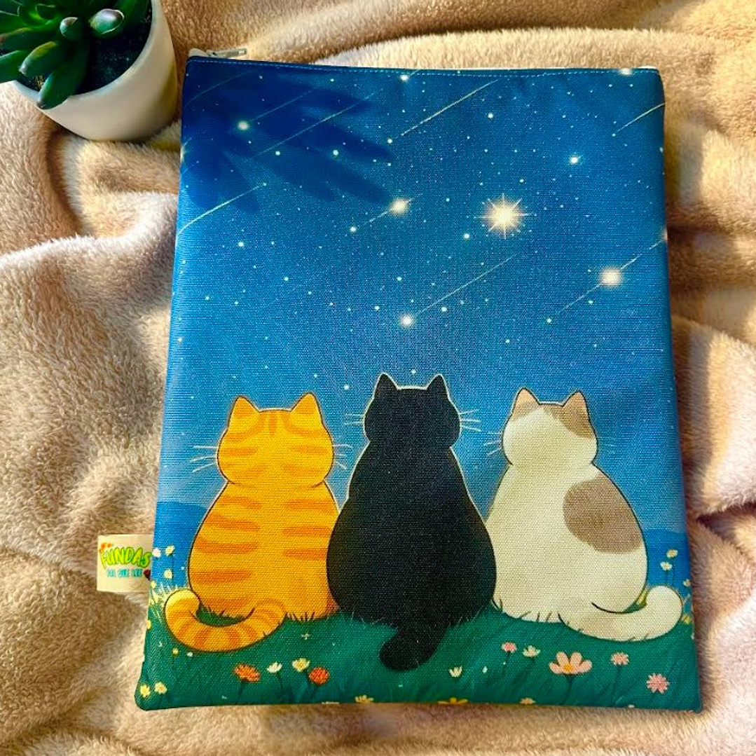 Funda Para Libro (Con Cierre) - Gatitos De Colores 1