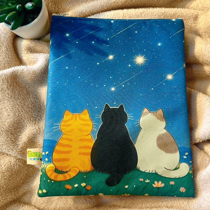 Funda Para Libro (Con Cierre) - Gatitos De Colores 1
