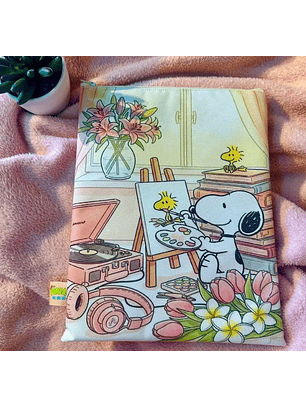 Funda Para Libro (Con Cierre) - Snoopy Pintor