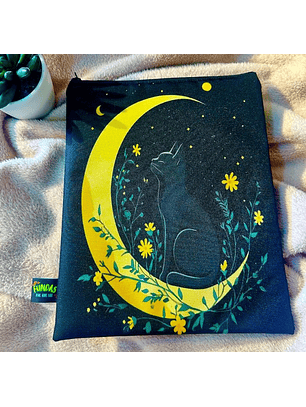 Funda Para Libro (Con Cierre) - Gatito En La Luna 2